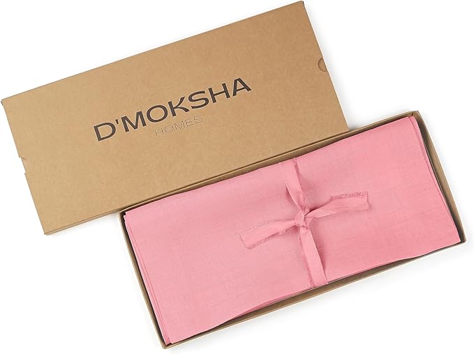 D'Moksha Homes Linen Dusty Pink Table Runner 72 Inches Long - 100% Pure Linen 14 x 72 Inch Table Runner for Dining, Fall, Thanksgiving, Holiday - Machine Washable