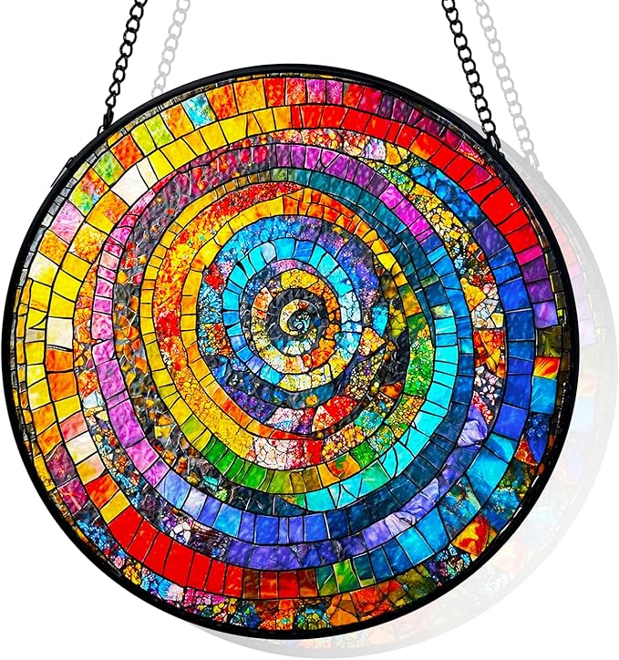 Seashell Window Wall Decor, Rainbow Suncatcher, House Warming Gifts New Home, Suncatchers for Windows Hanging, Sun Catchers Indoor Window Wall Decor Dorm, Geometric Stained Glass