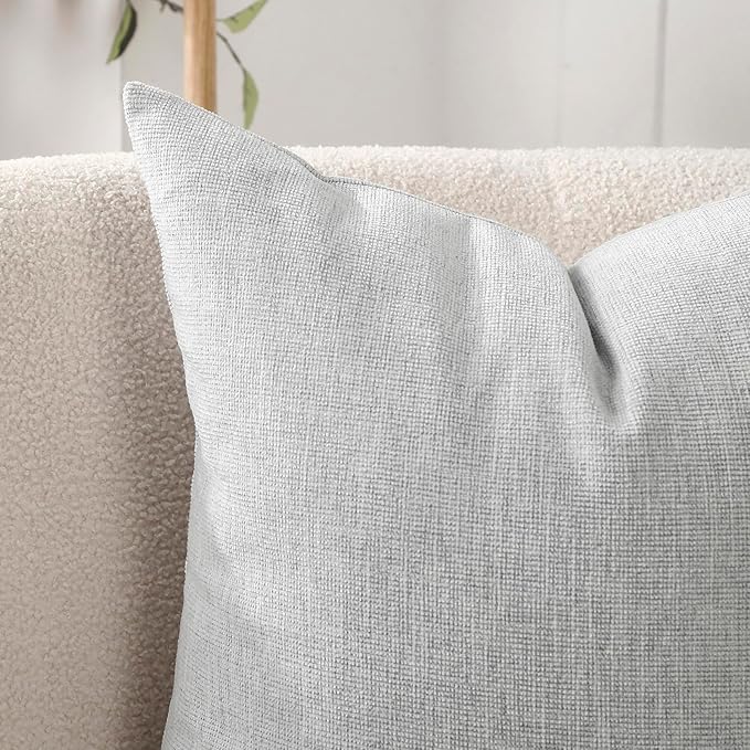Jepeak 24x24 Inch Decorative Chenille Throw Pillow Covers, Pack of 2 Cozy Concise Pillow Cases Soft Farmhouse Modern Square Cushion Cover for Sofa Couch Bed Home Decor, Gainsboro