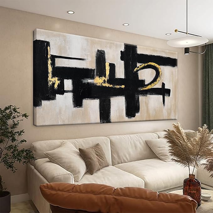 QSQ Black Abstract Wall Art Minimalist Canvas Art Wall Decor Paintings Artwork For Walls Modern Abstract Art Prints Picture For Bedroom Hallway Office Home Wall Decor 20 x 40 In