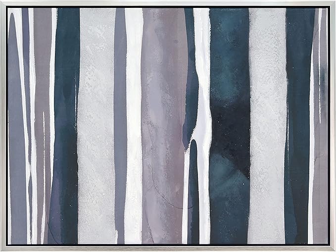 Empire Art Direct Abstract Wall Art Textured Hand Painted Canvas by Martin Edwards, Champagne Frame, 40" x 30", Cobalt Streaks 2