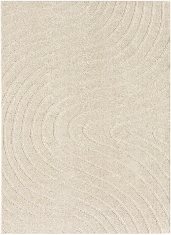 LUXE WEAVERS Modern Geometric Wave Cream 8x10 Area Rug