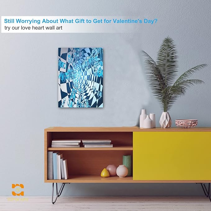 3D Effect Wall Art - 3D Metal Art Wall, Modern Abstract Tunnel Painting Picture Poster Prints for Bathroom, Framed Large Wall Art Pictures for bedroom wall decor 18”x24”x1Pcs