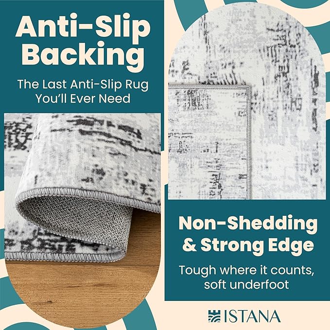 Istana 9x12 Area Rug - Grey 9 x 12 Area Rugs for Living Room - Foldable 9x12 Rugs for Bedroom/Living Room Rug - Stain Resistant Washable Rugs - Eco-Friendly Area Rugs