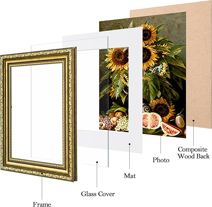 eletecpro 5x7 Picture Frames Set of 2, Vintage Photo Frames with Glass, Display 4x6 Photo with Mat or 5x7 without Mat for Tabletop or Wall Decor, Gold