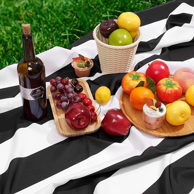 ASPMIZ Black and White Striped Tablecloth for Rectangle Tables, Geometric Stripe Waterproof Table Cloth for Kitchen Dining Room, Polyester Tablecloth Rectangle 60” x 84”