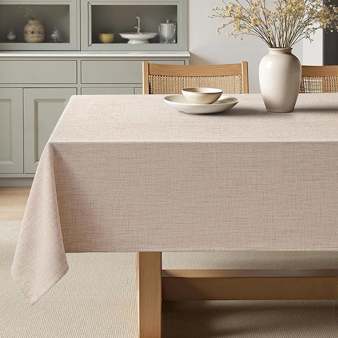 MIULEE Natural Linen Polyester Tablecloth 60x84 Inch Rectangle Table Cloth Waterproof,Stain Resistant & Wrinkle Resistant for Dining Party Wedding