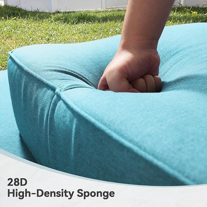 6" Thick Outdoor Cushions 24x24x6, 6-Set Deep Seat Patio Cushions with Removable Cover, Waterproof & Fade Resistant Replacement for Wicker Chair, Loveseat, Sofa - Teal