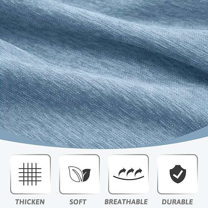 MEETSKY Sofa Slipcover Sofa Covers for 3 Cushion Couch Cover for L Shaped Sectional Sofa Covers Couch Protector Thick Chenille Fabric Washable, Modern Sofa Towel for Living Room, 91" x 134", Blue
