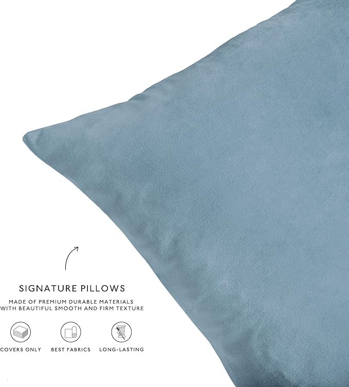 MONDAY MOOSE Decorative Throw Pillow Covers Cushion Cases, Set of 4 Soft Velvet Modern Designs, Mix and Match for Home Decor, Pillow Inserts Not Included (20x20 inch, Beige/Light Blue)