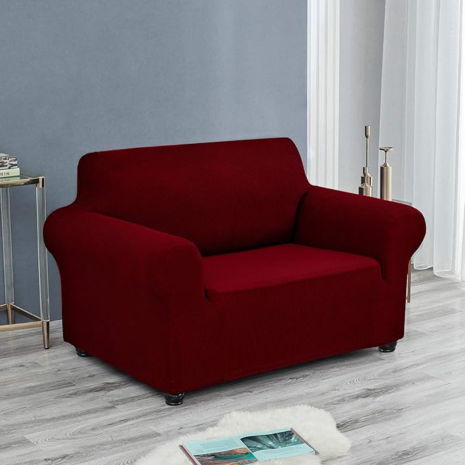 Joccun Stretch Chair Couch Cover,1-Piece Sofa Slipcover Spandex Jacquard Fabric Sofa Covers with Elastic Bottom,Washable Furniture Protector for Dogs,Cats,Kids(Armchair,Red Dahlia)