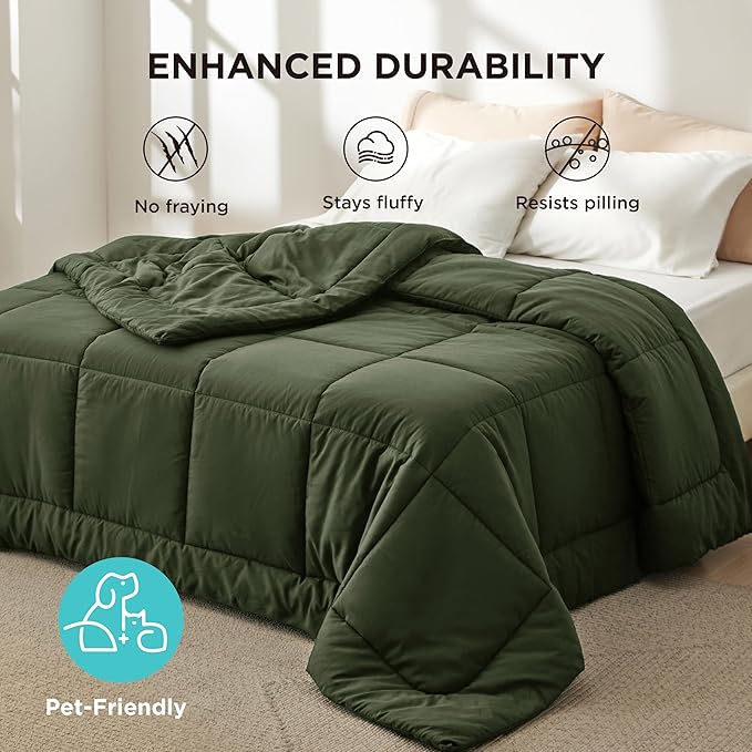 Bedsure Comforter Duvet Insert - Quilted Comforters Oversized King, All Season Duvet, GentleSoft Down Alternative Bedding, with 8 Tabs, Gifts for Women/Men, Olive Green, Oversized King 116 x 98 Inches