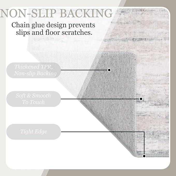 MUJOO 5x7 Washable Area Rug,Modern Abstract Rugs for Living Room Bedroom Dining Room,Large Non Slip Carpet Indoor,Low Pile Throw Rug Accent Neutral Beige and Grey