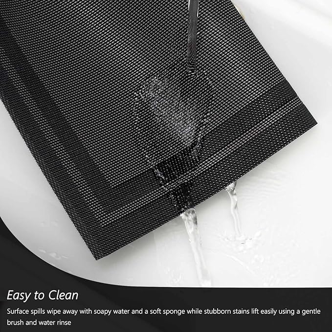 AHHFSMEI Placemats for Dining Table Set of 4 Woven Vinyl Plastic Place Mats Non-Slip Heat Insulation Stain Resistant Table Mats Washable Easy Clean Placemats (Black Frame 4)