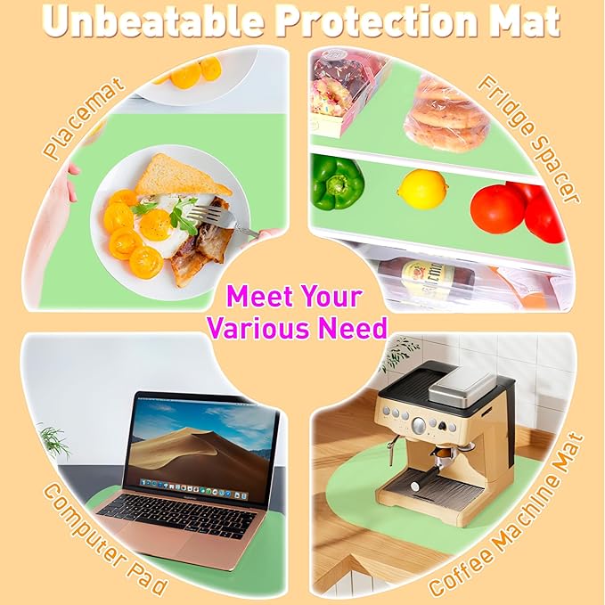 Oval Silicone Placemat Set of 4,Heat Resistant Placemats, Silicone Table Mats,Non-Slip Dining Mat for Home,Waterproof Easy Clean Kids Placemats,17"x12" LSR Translucent (4Pcs, Green)
