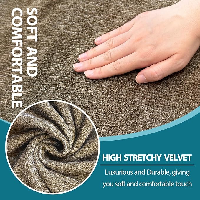 3 Piece T Cushion Sofa Slipcovers Stretch Couch Cover Furniture Covers with 2 Individual T Cushion Covers, Machine Washable for Living Room (Brown, 2 Cushions)