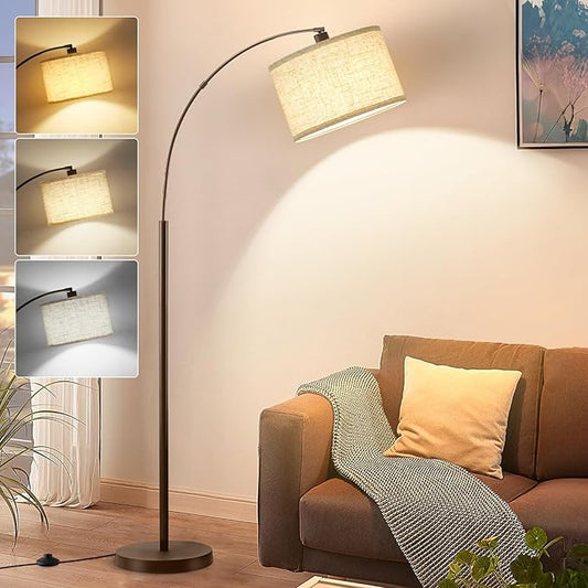 Luvkczc 71" Arc Floor Lamp for Living Room, Vintage Floor Lamp with Adjustable Lamp Head, Tall Pole Lamp with Foot Pedal Switch, Over Couch Arched Reading Light for Bedroom, Office, Study Room