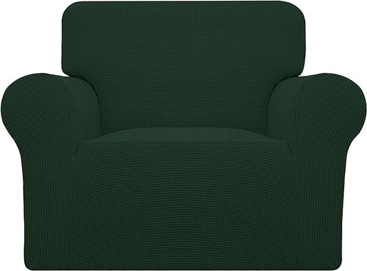 Easy-Going Stretch Oversized Chair Sofa Slipcover 1-Piece Couch Sofa Cover Furniture Protector Soft with Elastic Bottom for Kids Spandex Jacquard Fabric Small Checks Dark Green