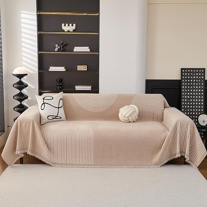 MEETSKY Couch Cover Sofa Cover Washable,Chenille Sofa Covers for 2 Cushion Couch Sofa, Sofa Slipcover Loveseat Pet Couch Covers for Sectional Sofa, 71" X118"