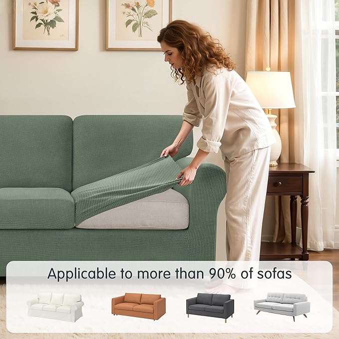 SUBRTEX 5 Pieces Stretch Sofa Slipcover Sets Couch Cover Sets Backrest Cushion Covers Furniture Protector Collection Set for Oversize Sofa Loveseat Chair Slip Covers(Medium, Olive Drab)