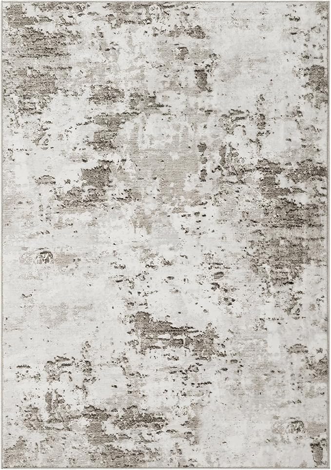 Modern Abstract 2x3 Area Rug Non Slip Non Shedding Low Pile Stain Resistant Rug for Entryway Kitchen Bedroom,Taupe/Beige