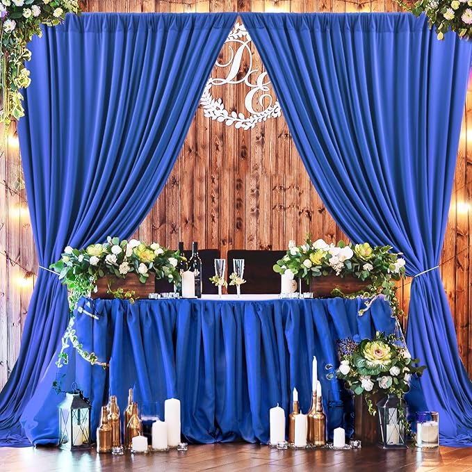 50ftx10ft Wrinkle Free Royal Blue Backdrop Curtains for Parties, 10 Panels 5x10ft Silky Polyester Photo Backdrop Drapes for Weddings Birthday Party Photography Background Curtains
