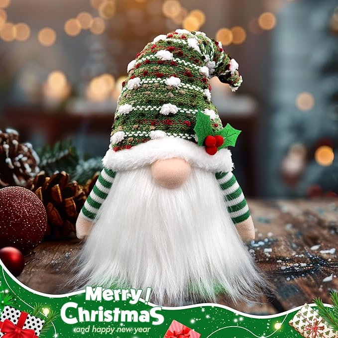 Gnome Christmas Decorations, Handmade Christmas Ornaments Swedish Tomte Elf Stuffed Dwarf for Home Holiday Decor, Thanksgiving Valentines Birthday Plush Gnome Gifts for Women