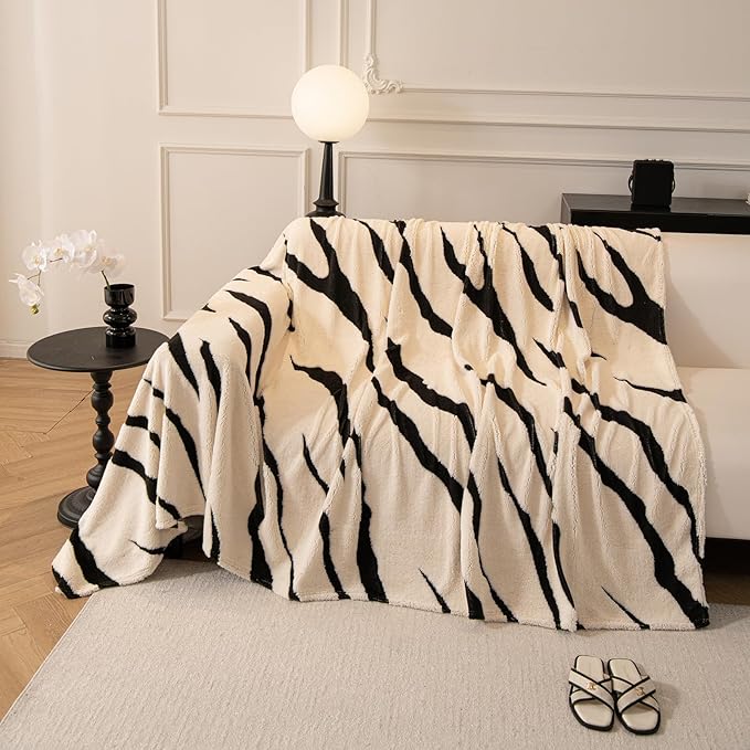 ROOMLIFE Striped Boho White Couch Cover for 2-3 Cushion Sofa, Fuzzy Plush Warm Sofa Slipcovers Sectional Sofas Covers, Non Slip Washable Furniture Protector Soft with Tassel,Winter 71''X118”