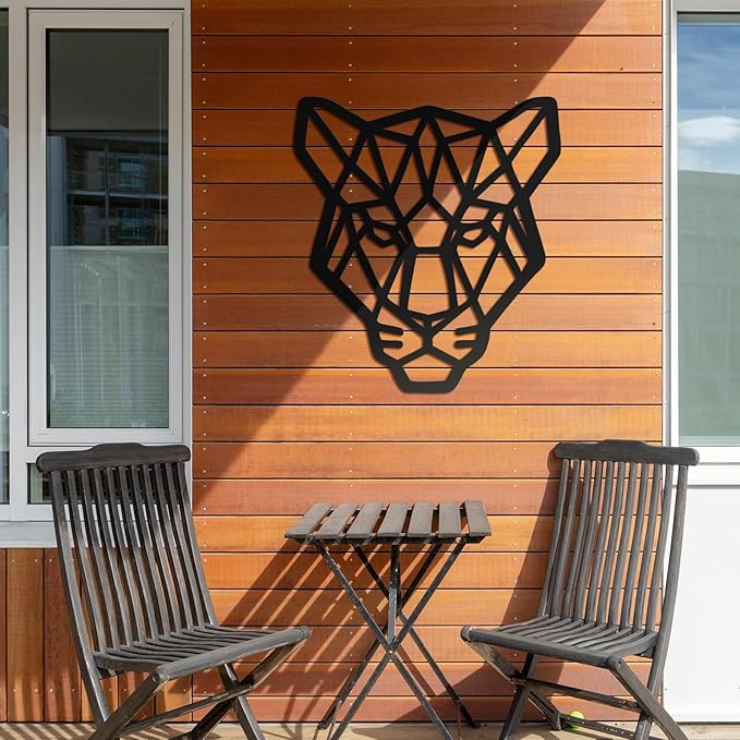 Geometric Animal Metal Wall Art – Modern Polygon Style Metal Wall Decor for Home, Living Room, or Office, Minimalist Wildlife Wall Sculpture, Black Steel Design (Style-1)