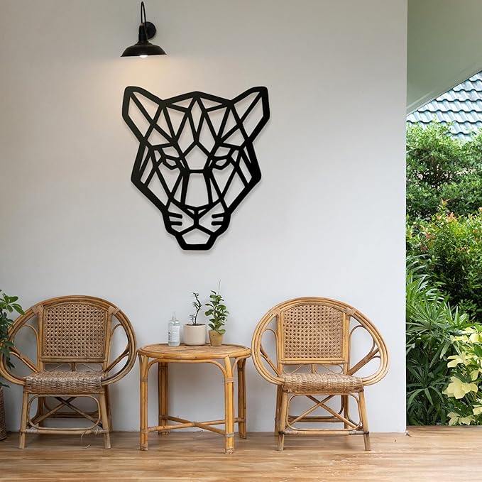 Geometric Animal Metal Wall Art – Modern Polygon Style Metal Wall Decor for Home, Living Room, or Office, Minimalist Wildlife Wall Sculpture, Black Steel Design (Style-1)
