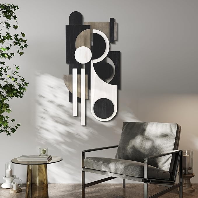 Empire Art Direct "Luminous Whisper Handmade Dimensional Solid Paulownia Wood Abstracts Wall Art, Ready to Hang, Living Room, Bedroom & Office, 48" x 24"x 1.42"