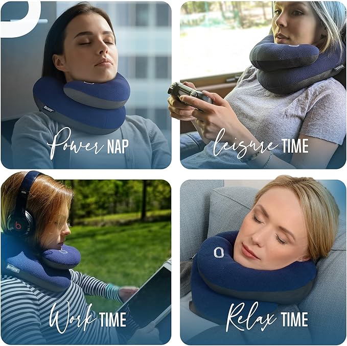 BCOZZY Chin Supporting Travel Pillow- Unique Patented Design Offers 3 Ergonomic Ways to Support The Head, Neck, and Chin When Traveling and at Home. Fully Washable. Large, Gray