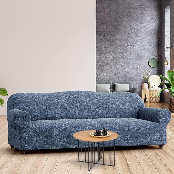 PAULATO BY GA.I.CO. Sofa Slipcover - Stretch Couch Cover - Stylish Cushion Sofa Cover - 1-Piece Form Fit Washable Protector for Pet - Mille Righe Collection - Blue