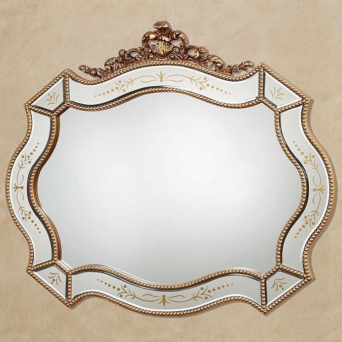 Touch of Class Vivienne Victorian Style Ornate Wall Mirror - Vintage Decor Glamour - French Aesthetic - Royal Antique Theme - Fancy Looking Arched Resin Frame - Traditional Mounted Mirrors