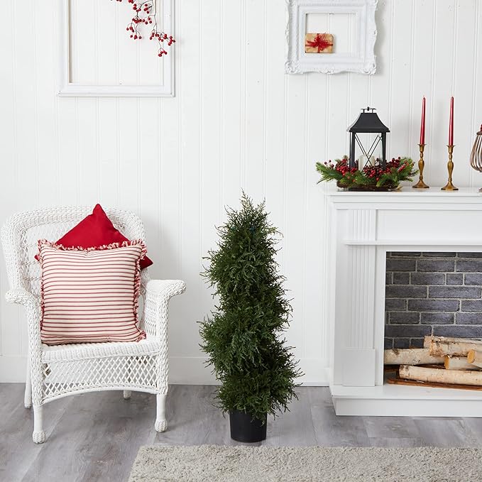 Nearly Natural 43in. Artificial Cedar Spiral Topiary with Lights