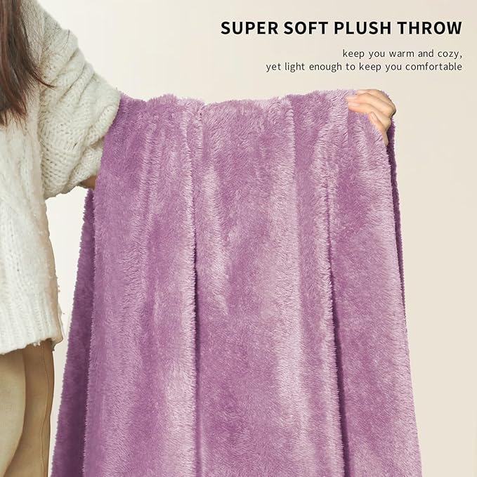 Plush Fleece Throw Blanket for Couch and Bed, Fluffy Fuzzy Cozy Lightweight Soft Blankets All Season Use (40x50 Inches,Lavender Purple)