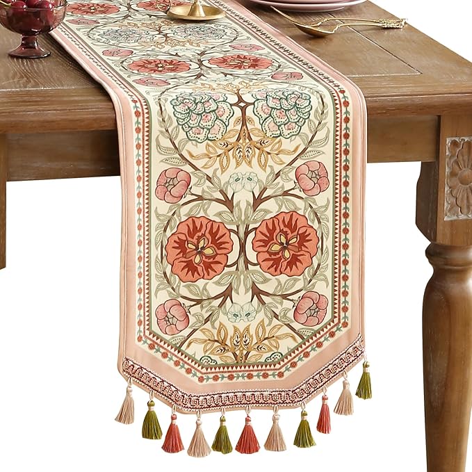 patdrea Velvet French Table Runner Farmhouse for Home Kitchen Dining Decor Parties Family Dinners Wedding 12"*71"