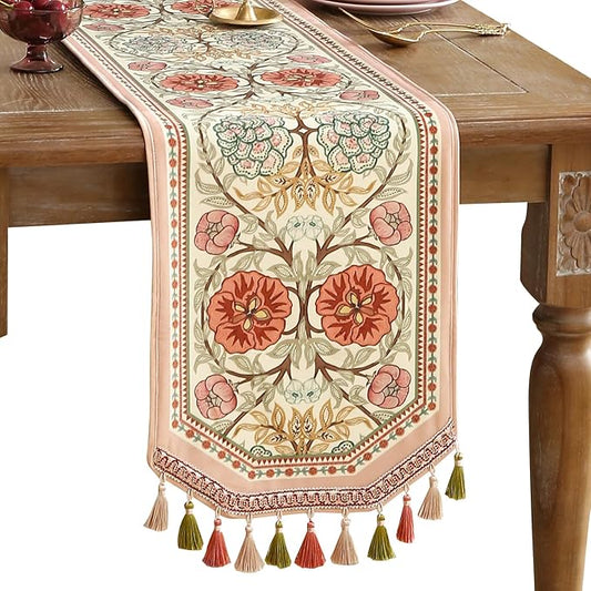 patdrea Velvet French Table Runner Farmhouse for Home Kitchen Dining Decor Parties Family Dinners Wedding 12"*71"