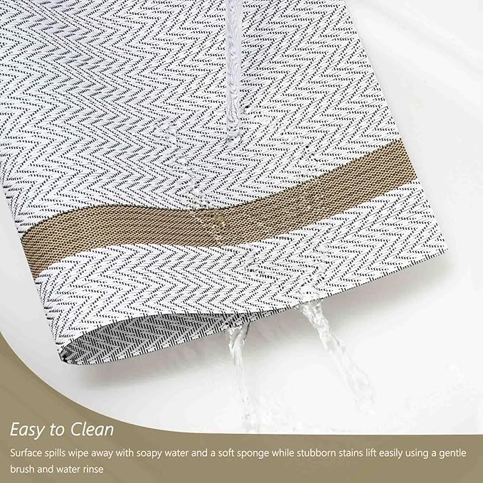 AHHFSMEI Placemats for Dining Table Set of 8 Woven Vinyl Plastic Place Mats Non-Slip Heat Insulation Stain Resistant Table Mats Washable Easy Clean Placemats (White Wave Stripe 8)