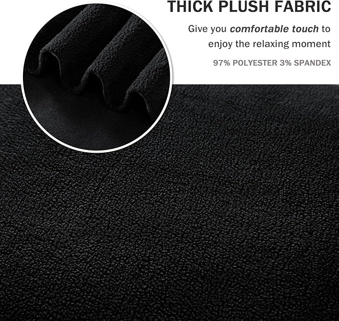 NICEEC Armchair Cover Thick Plush 1-Piece Warm Black Armchair Slipcover Stretch Fluffy Couch Covers for Living Room Easy Fit Washable Soft Furniture Sofa Protector with Skirt