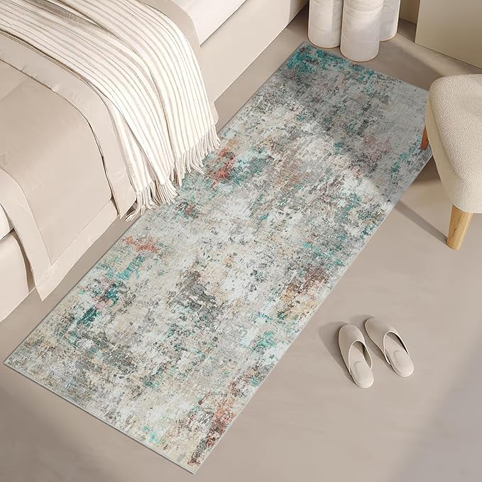 Modern Abstract 2x7 Runner Rug Washable Non Slip Stain Resistant Rug for Hallway Kitchen Bedroom Non Shedding Low Pile Indoor Floor Cover,Colorful