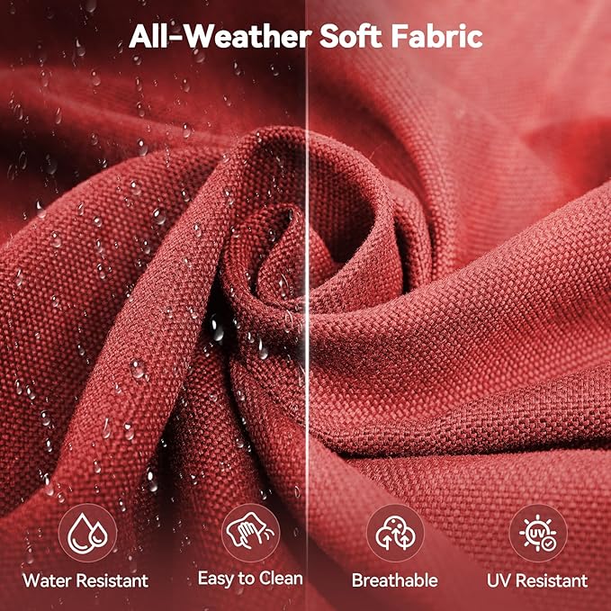 6" Thick Outdoor Cushions 24x24x6, 3-Set Deep Seat Patio Cushions with Removable Cover, Waterproof & Fade Resistant Replacement for Wicker Chair, Loveseat, Sofa - Red