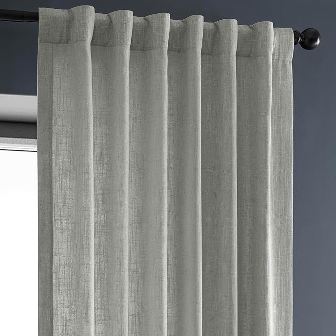 HPD Half Price Drapes Heavy Faux Linen Light Filtering Curtains for Bedroom 84 Inches Long (1 Panel) - Rod Pocket Curtains for Living Room - Window Curtains Home Decor - 50 X 84, Ash Grey