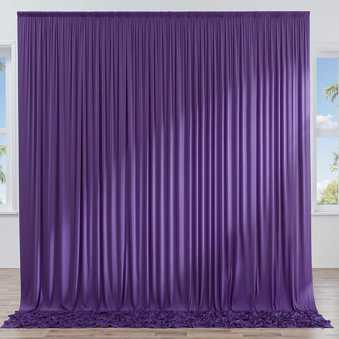 10ft x 10ft Wrinkle Free Purple Backdrop Curtain for Parties, Polyester Backdrop Drapes Panels 2 Panels 5x10ft for Photography Background Wedding Birthday Baby Shower Mermaid Party