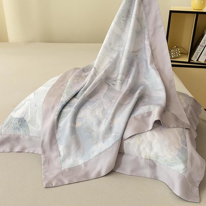 ECOCOTT Bedding 3-Piece Duvet Cover Set Queen Size – Silky Soft 100% Lyocell, Cooling & Breathable for Hot Sleepers, Misty Bloom Floral Pattern, Moisture-Wicking Luxury