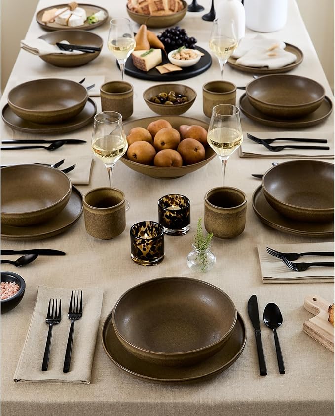 Solino Home Linen Natural Tablecloth 60 x 132 Inch - 100% Pure Linen Rectangular Tablecloth - Machine Washable Table Cloth for Fall, Autumn, Thanksgiving, Christmas, Holiday - Fete