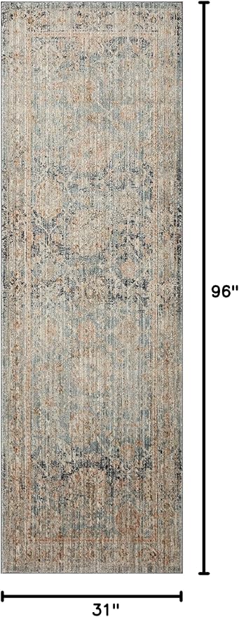Loloi Jean Stoffer Katherine Collection KES-02 Ocean/Coral 2'-7'' x 8'-0'', .25" Pile Height, Runner Rug