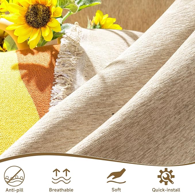 VClife Beige Chair Cover for Sofa 1 Piece Modern Minimalism Chair Cover for 1 Cushion Couch Sofa Slipcover Washable Soft Chenille Couch Covers Furniture Protector for Bedroom Living Room 71''x71''
