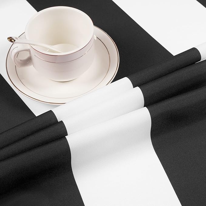 ASPMIZ Black and White Striped Tablecloth for Rectangle Tables, Geometric Stripe Waterproof Polyester Table Cloth for Kitchen Dining Room, Tablecloth Square 55” x 55”