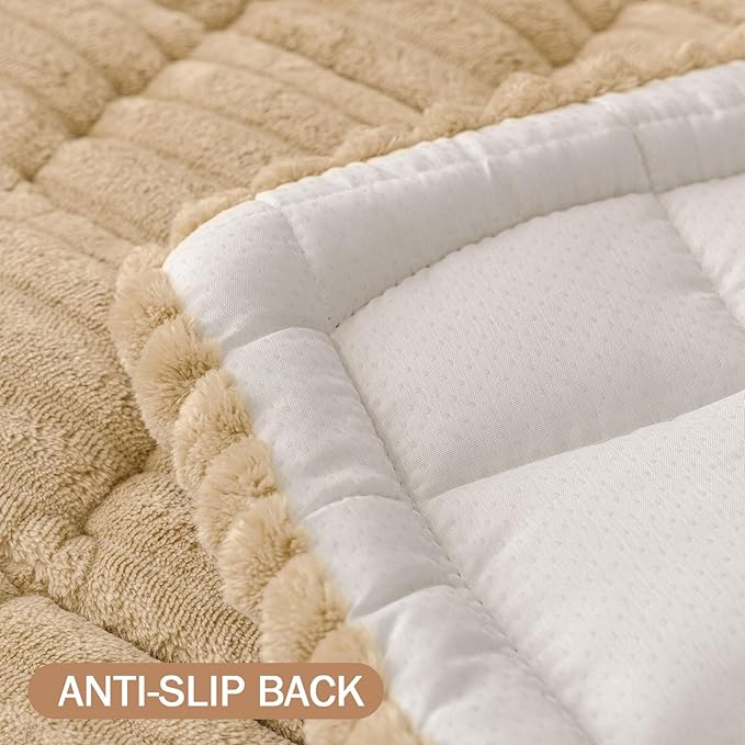 Smiry Couch Cover for Dogs Washable, Non Slip Fuzzy Pet Couch Covers for 3 Cushion Sofa Pet Friendly, Thick Soft Sofa Slipcovers Cushion Protector (Camel, 27.6" x 88")